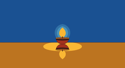 Minimalist Traditional Diya Oil Lamp in Warm Colors for Festival Celebrations and Religious Rituals, Ideal for Diwali and Cultural Events, Creating a Cozy and Spiritual Atmosphere