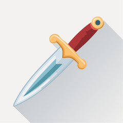 Ornate dagger with red handle and golden guard