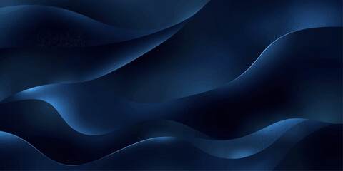 Abstract dark blue flowing wave background with smooth silk texture and light effects