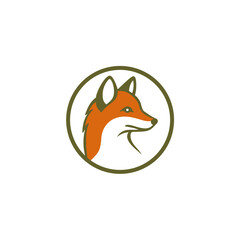 Obraz premium Stylized Orange Fox Head Profile Inside a Green Circle Logo Design