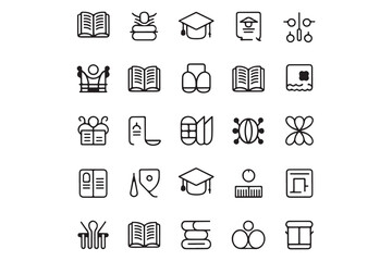 Education and Learning Icons Books, Graduation, and Academic Symbols