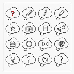 Fototapeta premium Set of thought bubble icons with various symbols