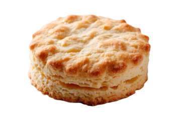 Close Up of a Golden Biscuit Isolated on a Transparent Background Freshly Baked