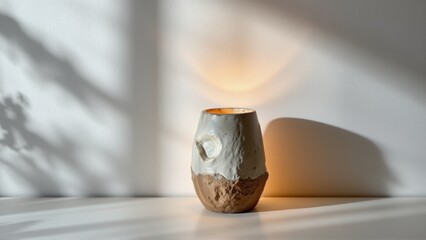Textured Ceramic Vase with Light and Shadow
