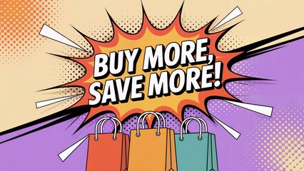 Buy more, save more sales event with shopping bags perfect for marketing campaign promotion
