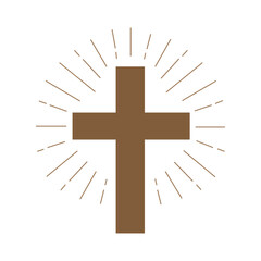 A religious cross shining with gold