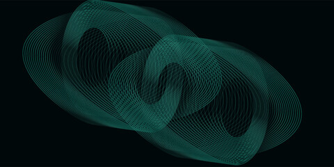 Abstract background with futuristic glowing green geometric line design. Modern gradient curved line pattern. Vector concept for banners, brochures, flyers, covers, presentations, and websites.