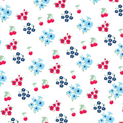 flower  with cheery all over pattern illustrations vector art