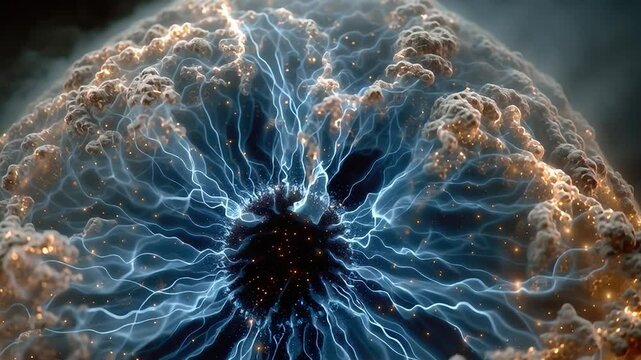 Cosmic Energy Burst: An artistic depiction of a celestial event, illustrating the raw power and complexity of the cosmos. This image embodies the grandeur of the universe and the mysteries it holds.