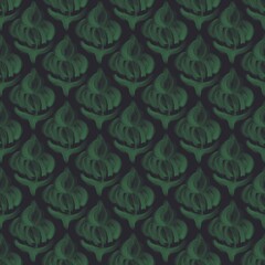 Dark Green Abstract Seamless Pattern with Artistic Brush Texture