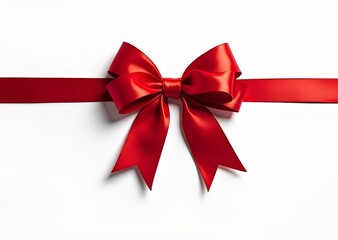 Red Gift Bow on White Background