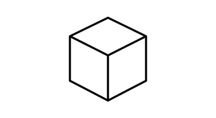 Simple illustration of a black outlined isometric cube on white background