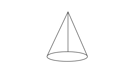 Fototapeta premium Simple illustration of a geometric cone shape with a circular base