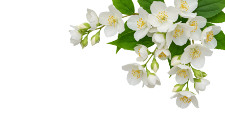 Beautiful jasmine flowers isolated on transparent background are perfect for spring designs