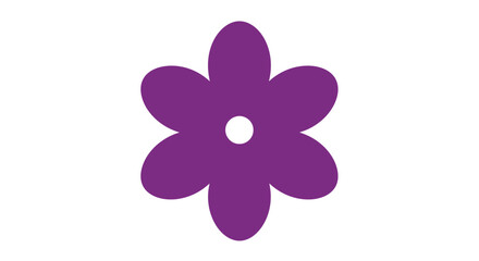 Simple purple flower illustration with five rounded petals and white center