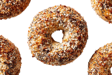 Everything Bagel Close Up with Black Background and Textured Crust
