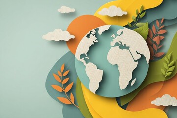 earth globe with flowers