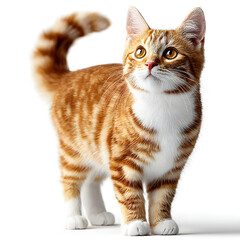 Fototapeta premium Adorable ginger tabby kitten standing and looking up