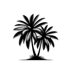 Paradise Beach Coconut Palm Tree Vector Illustration