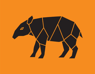 Minimal polygonal tapir silhouette