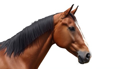 Elegant Equine Portrait: A close-up study of a regal horse, its rich brown coat and flowing mane, showcasing the horse's graceful features.