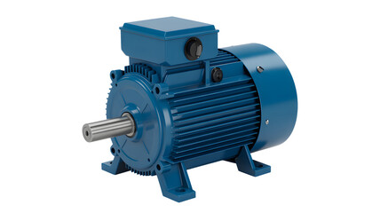 Professional industrial electric motor with durable metal casing and shiny shaft, ready for heavy duty applications and manufacturing processes.