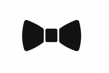 Black bow tie icon representing elegance, formal wear, fashion, and business attire on transparent background