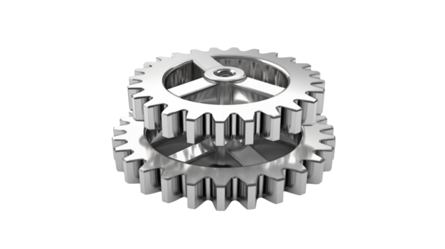 Interlocking metallic gears symbolizing teamwork, connection, and mechanical precision in industrial processes and innovation