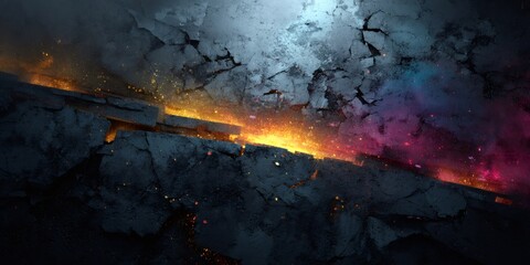 Cracking dark ground filled with glowing energy