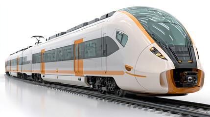 High speed electric train traveling on railway track