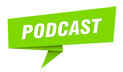podcast banner. podcast speech bubble, label, sticker, sign template