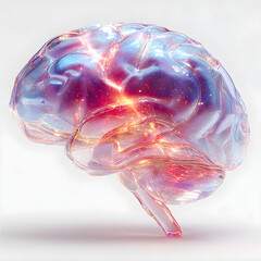 Human brain glowing with cosmic energy and starlight