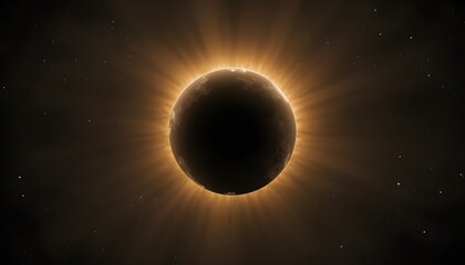 Cosmic scene of total solar eclipse, dark silhouette of the moon,brown and black background,