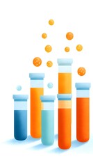Biotech Innovation Drug Discovery Colorful test tubes with bubbles, illustrating a scientific or experimental theme.
