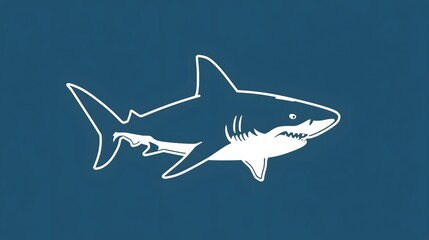 Ocean's Apex: An illustration of a great white shark glides through the deep blue sea, a stark contrast, showcasing its power and grace.