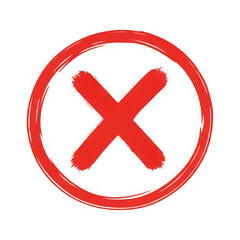 Obraz premium Red x mark inside red circle symbol of no wrong incorrect rejection and error notification isolated on transparent background