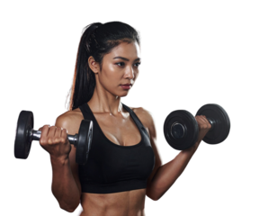 young woman lifting weights