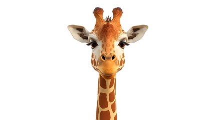 Graceful Giraffe Gaze: A captivating portrait of a giraffe, showcasing its distinctive patterned coat, gentle eyes, and long neck, set against a clean background.