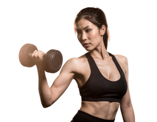 young woman lifting weights