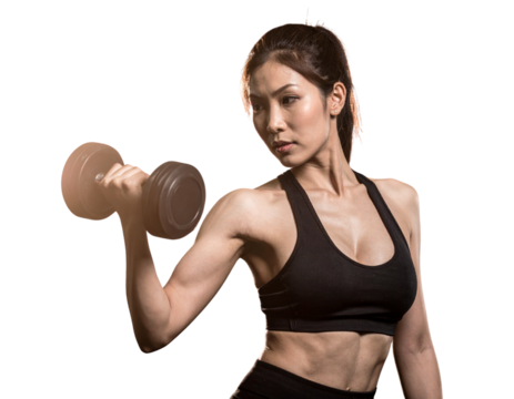 young woman lifting weights