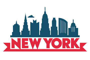 A city skyline with the word New York written below it