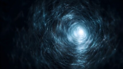 A luminous abstract tunnel or wormhole with bright light at the end symbolizing futuristic digital travel and connection