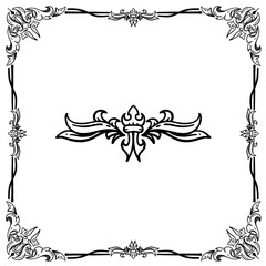 Vintage motif frame black and white wedding invitation 