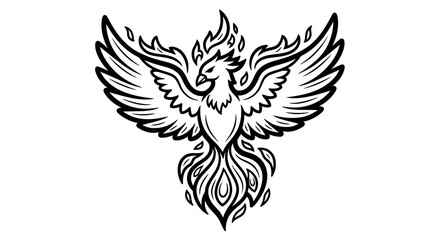 Obraz premium Majestic Phoenix Bird with Fiery Wings on an isolated white background, Mythical Creature Reborn with Flames
