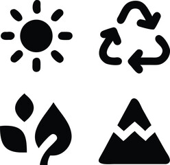Fototapeta premium Icon set depicting nature elements