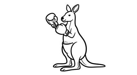 Playful Kangaroo Wearing Boxing Gloves, Ready for a Match, on an Isolated White Background, Energetic and Strong.
