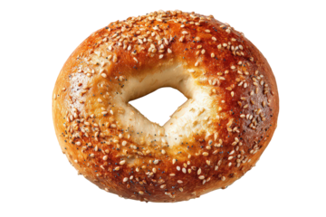 Everything Bagel Close Up with Toasted Seeds on a Transparent Background