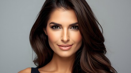 Radiant Beauty: A stunning portrait of a woman with captivating features and a serene expression, embodying confidence and natural charm. 