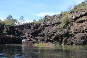 Waterfalls and rivers in the Amazon rainforest
