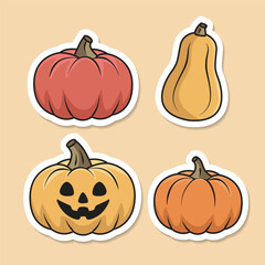 Halloween vector sticker collection in flat design